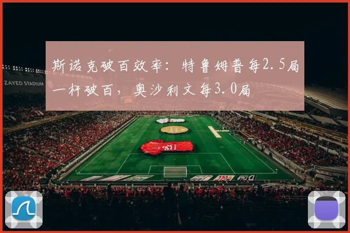 斯诺克破百效率：特鲁姆普每2.5局一杆破百，奥沙利文每3.0局